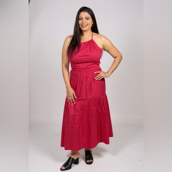 Eloise Poplin Tie Back Midi Dress - Picture 4 of 9